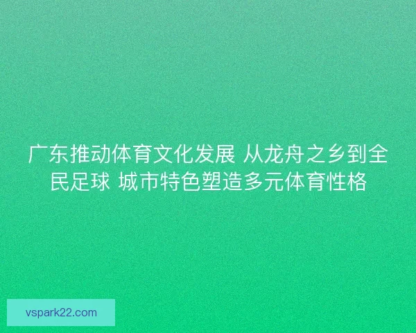 广东推动体育文化发展 从龙舟之乡到全民足球 城市特色塑造多元体育性格