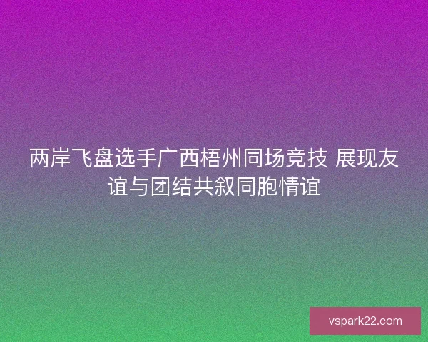 两岸飞盘选手广西梧州同场竞技 展现友谊与团结共叙同胞情谊