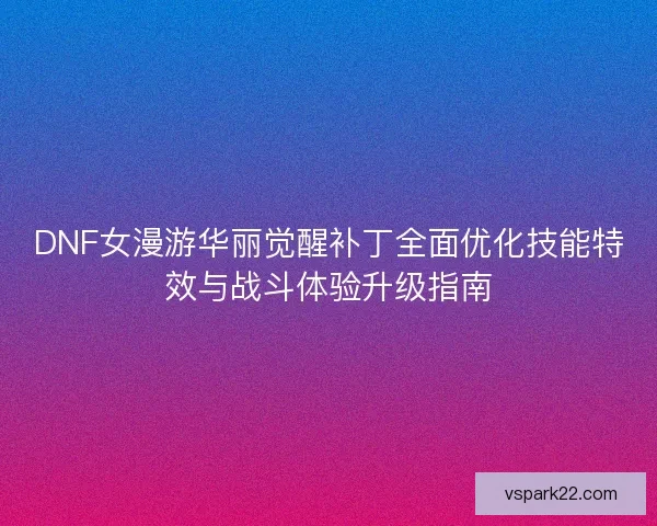 DNF女漫游华丽觉醒补丁全面优化技能特效与战斗体验升级指南