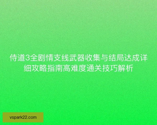 侍道3全剧情支线武器收集与结局达成详细攻略指南高难度通关技巧解析